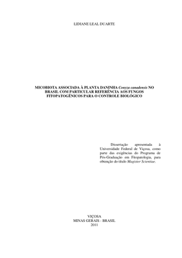 MICOBIOTA ASSOCIADA À PLANTA DANINHA Conyza Canadensis NO BRASIL COM PARTICULAR REFERÊNCIA AOS FUNGOS FITOPATOGÊNICOS PARA O CONTROLE BIOLÓGICO