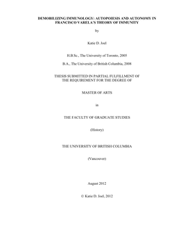 Autopoiesis and Autonomy in Francisco Varela's Theory