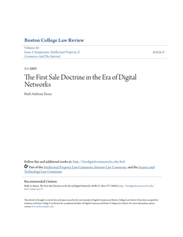 The First Sale Doctrine in the Era of Digital Networks, 44 B.C.L