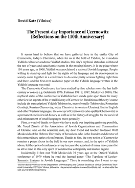 Reflections on Czernowitz At