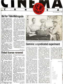 Bid for Tele-Metropole Geminis: a Syndicated Experiment