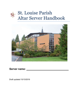 St. Louise Parish Altar Server Handbook