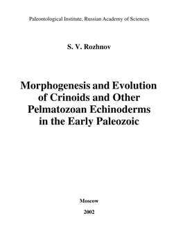 Morphogenesis and Evolution of Crinoids and Other Pelmatozoan Echinoderms in the Early Paleozoic