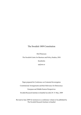 The Swedish 1809 Constitution