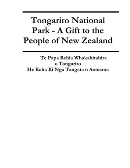 Tongariro National Park - a Gift to the People of New Zealand