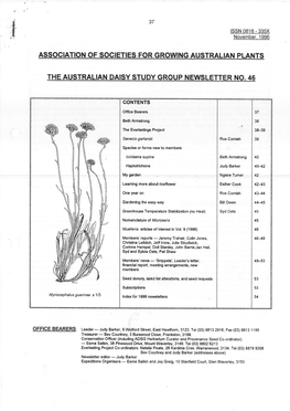 Association of Societies for Growing Australian Plants the Australian Daisy Study Group Newsletter No. 46