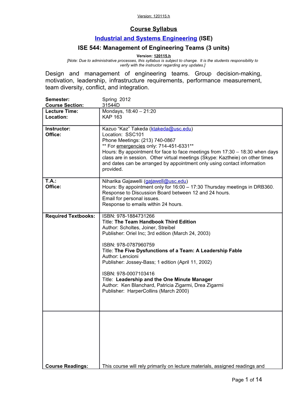 Industrial and Systems Engineering (ISE)