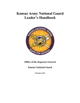 Kansas Army National Guard Leader's Handbook