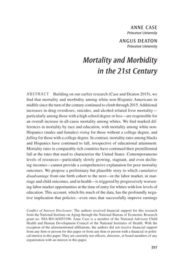 Mortality and Morbidity in the 21St Century
