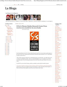 La Bloga: UCLA's Chicano Studies Research Center Press Receives Ten Awards for Its 2012 Books