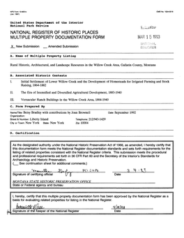 National Register of Historic Places Multiple Property Documentation Form Mar 1 5 1993