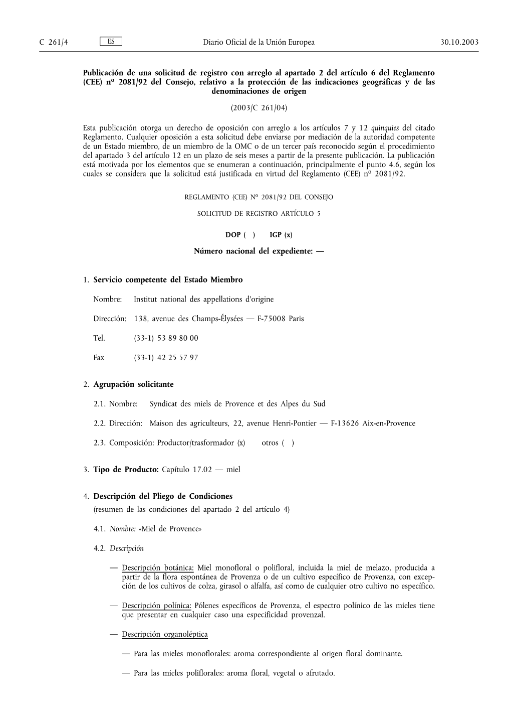 Publicación De Una Solicitud De Registro Con Arreglo Al Apartado 2 Docslib 2119