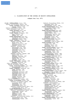 Classification of the Genera of Recent Cephalopods