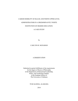 Career Mobility of Black and White Upper Level