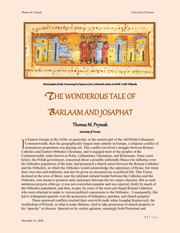 THE WONDEROUS TALE of BARLAAM and JOSAPHAT Thomas M