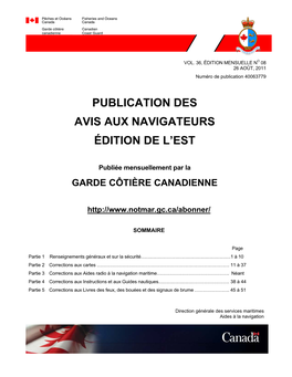 Publication Des Avis Aux Navigateurs Édition De L'est