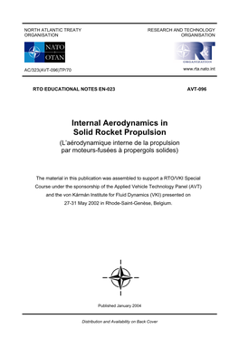 Internal Aerodynamics in Solid Rocket Propulsion (L’Aérodynamique Interne De La Propulsion Par Moteurs-Fusées À Propergols Solides)