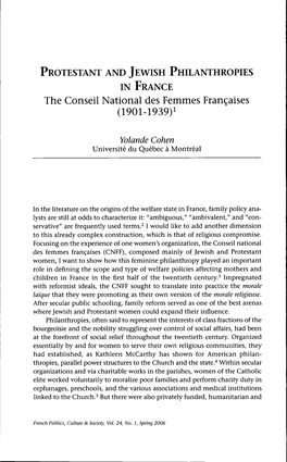 The Conseil National Des Femmes Fran^Aises (1901-1939)1