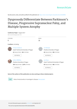 Dysprosody Differentiate Between Parkinson's Disease, Progressive