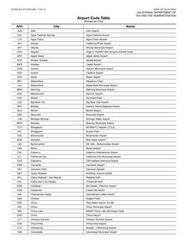 Airport Code Table