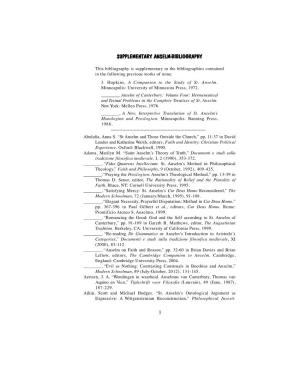 Supplementary Anselm-Bibliography 11