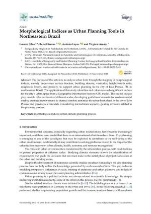 Morphological Indices As Urban Planning Tools in Northeastern Brazil