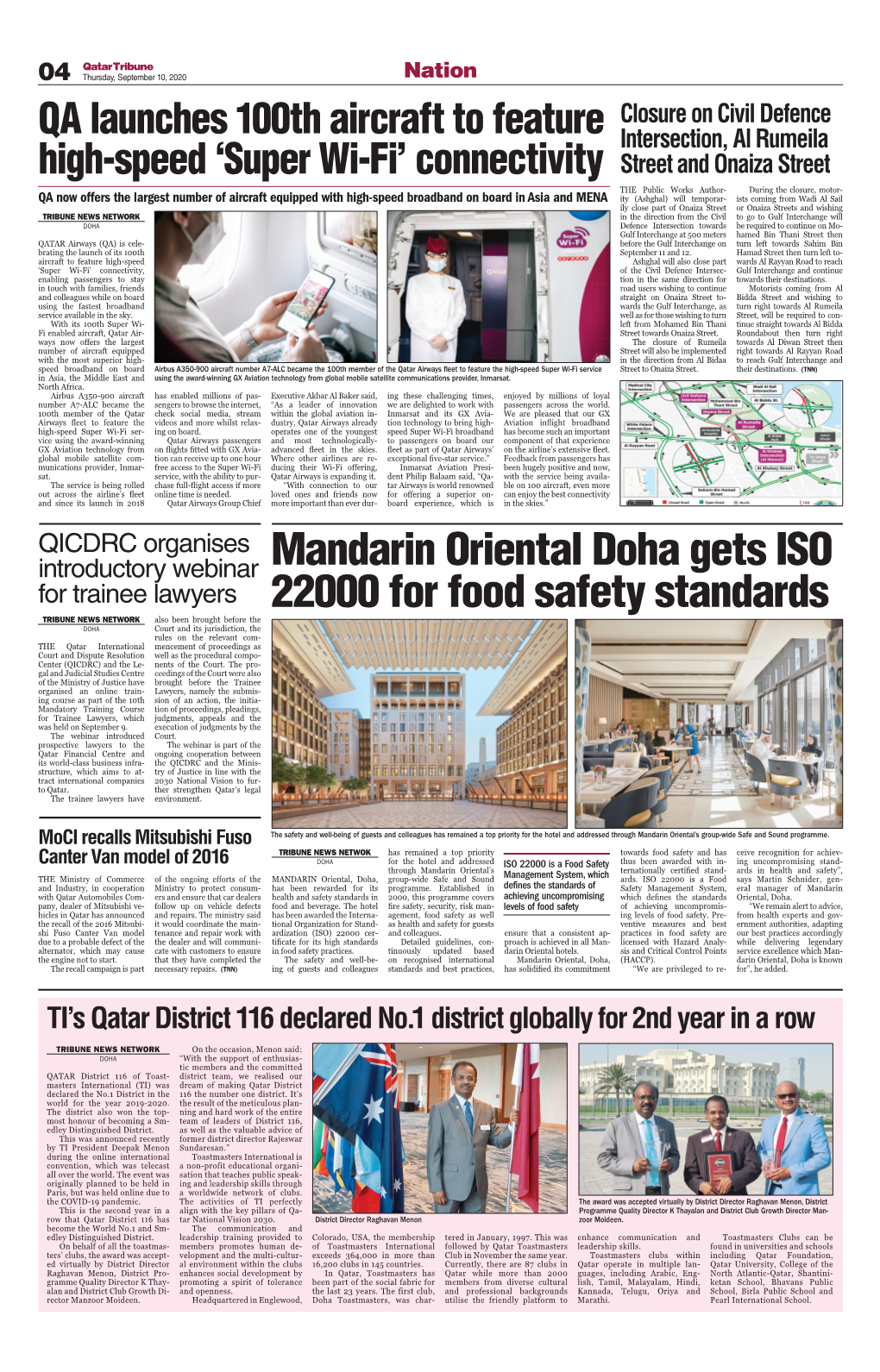 Mandarin Oriental Doha Gets ISO 22000 for Food Safety Standards