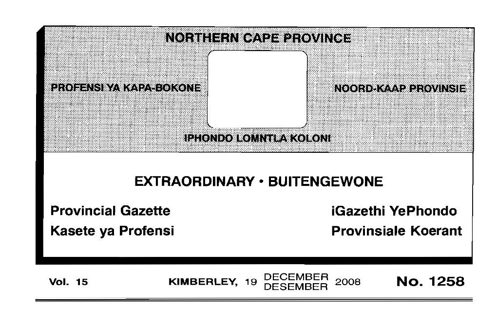 Northern Cape Provincial Gazette Vol 15 No