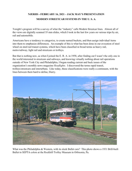Njerhs - February 16, 2021 – Jack May’S Presentation Modern Streetcar Systems in the U