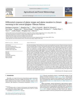 Differential Response of Alpine Steppe and Alpine Meadow to Climate