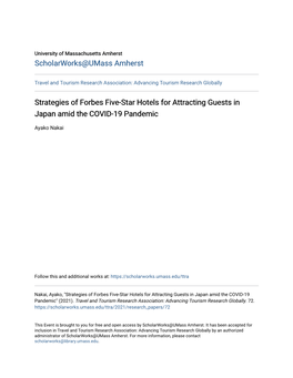 Strategies of Forbes Five-Star Hotels for Attracting Guests in Japan Amid the COVID-19 Pandemic
