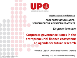 Corporate Governance Issues in the Entrepreneurial Finance Ecosystem: an Agenda for Future Research