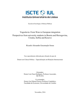 Yugoslavia: from Wars to European Integration Perspectives from University Students in Bosnia and Herzegovina, Croatia, Serbia and Kosovo