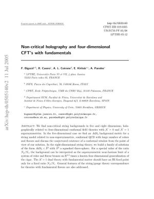 Non-Critical Holography and Four-Dimensional CFT's With