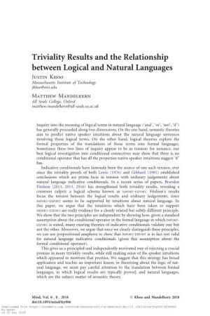 Triviality Results and the Relationship Between Logical and Natural