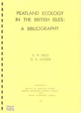 Peatland Ecology in the British Isles: a Bibliography