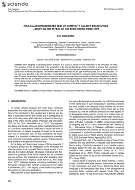 Full-Scale Dynamometer Test of Composite Railway Brake Shoes – Study on the Effect of the Reinforcing Fibre Type