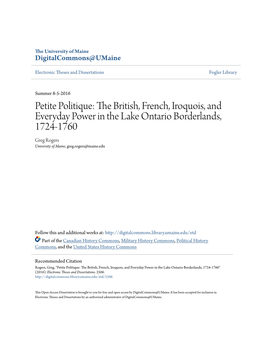 The British, French, Iroquois, and Everyday Power in the Lake Ontario