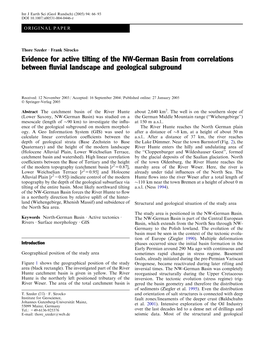 Evidence for Active Tilting of the NW-German Basin from Correlations Between ﬂuvial Landscape and Geological Subground