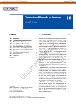 Phototoxic and Photoallergic Reactions  18 