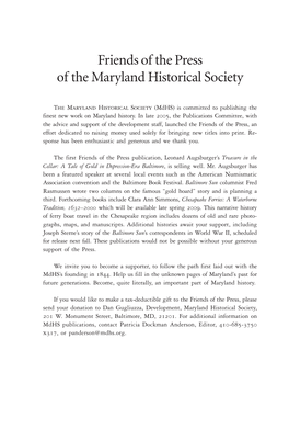 Friends of the Press of the Maryland Historical Society