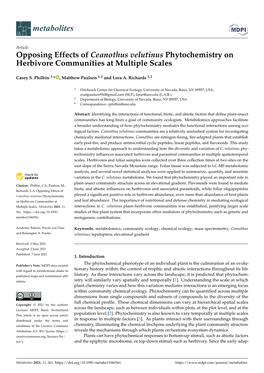 Opposing Effects of Ceanothus Velutinus Phytochemistry on Herbivore Communities at Multiple Scales