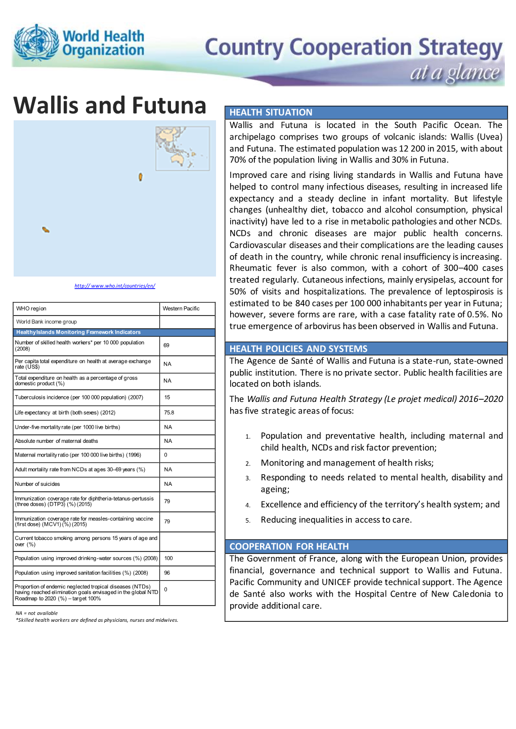 Wallis and Futuna HEALTH SITUATION Wallis and Futuna Is Located in the South Pacific Ocean