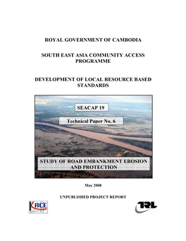 Royal Government of Cambodia South East Asia Community Access Programme Development of Local Resource Based Standards Seacap 19
