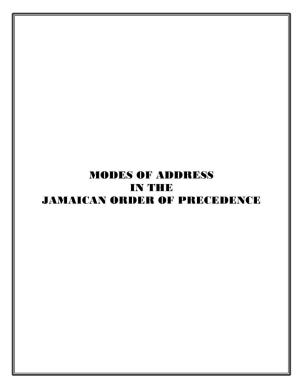 Modes of Address in the Jamaican Order of Precedence