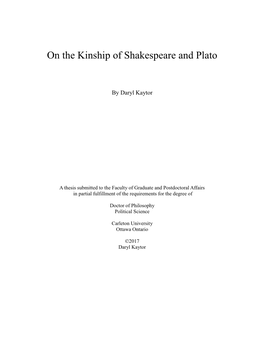 On the Kinship of Shakespeare and Plato