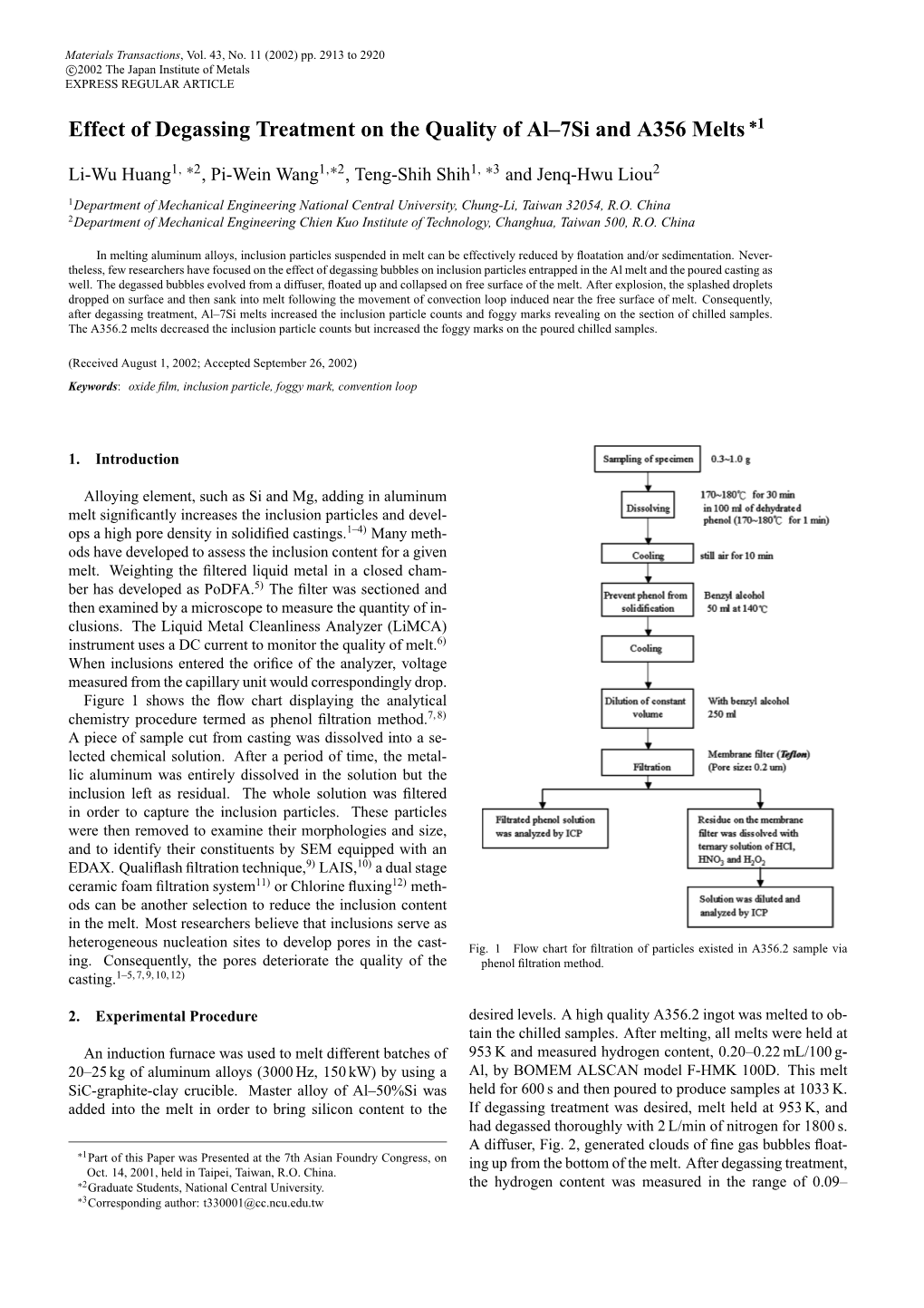 Effect of Degassing Treatment on the Quality of Al–7Si and A356 Melts ∗1