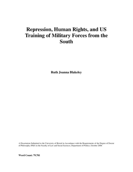 Repression, Human Rights, and US Training of Military Forces from the South