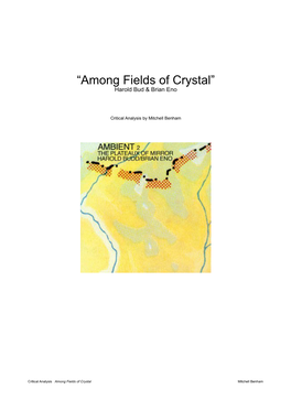 “Among Fields of Crystal” Harold Bud & Brian Eno