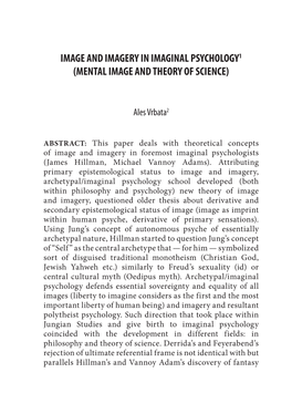 Image and Imagery in Imaginal Psychology1 (Mental Image and Theory of Science)